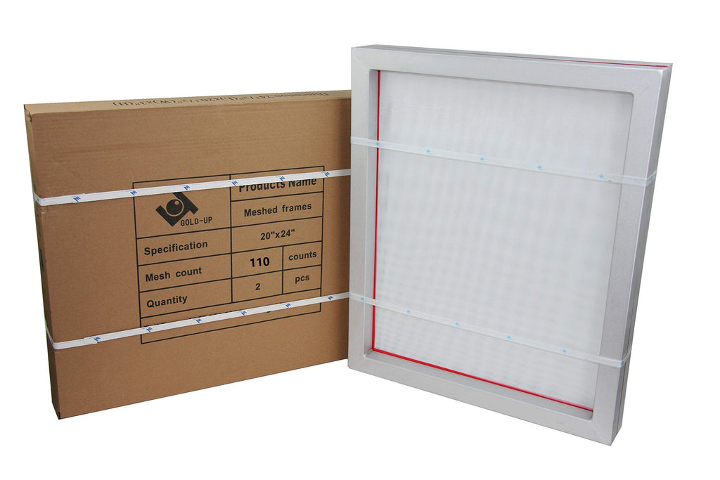 20 x 24 Inch Pre-Stretched Aluminum Silk Screen Printing Frames with 110 White Mesh 2 Pack M942349