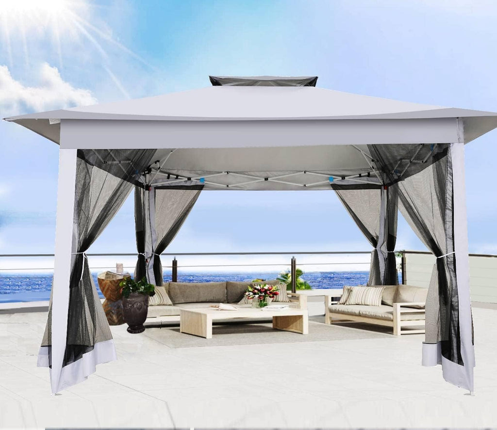 12x12 Pop Up Waterproof Outdoor Canopy with Mosquito Nettings and Carry Bag B821615