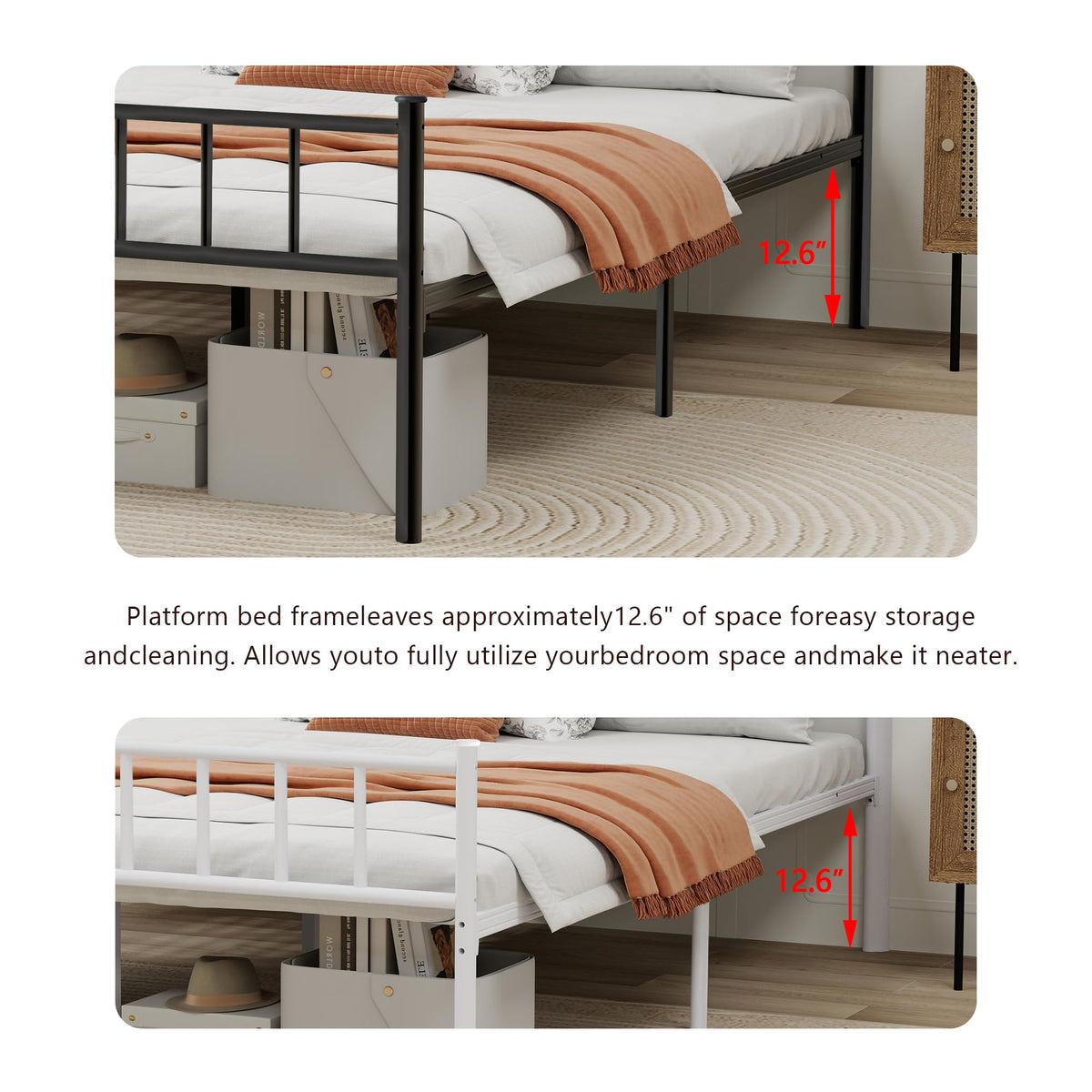 Black Full Size Metal Platform Bed Frame I63159