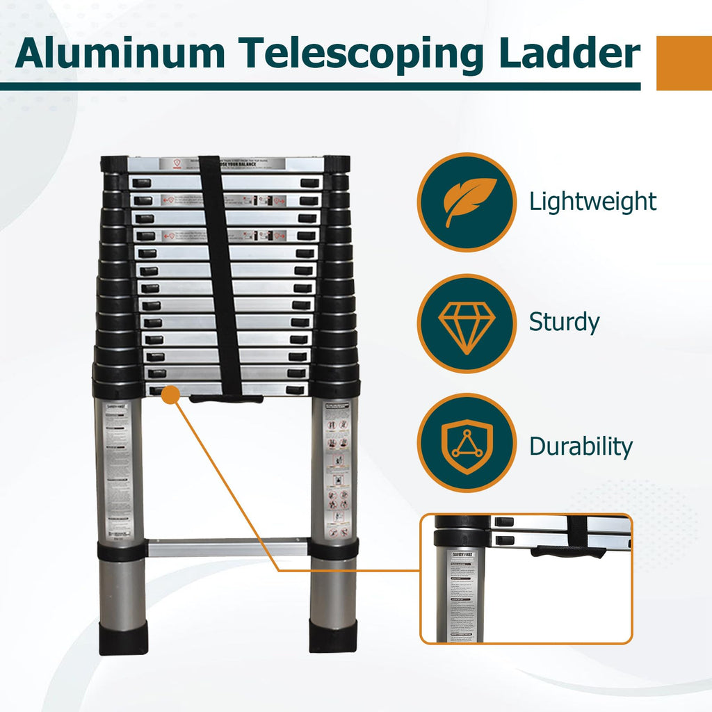14.5 FT Aluminum Telescoping Ladder 330LB Capacity J8689