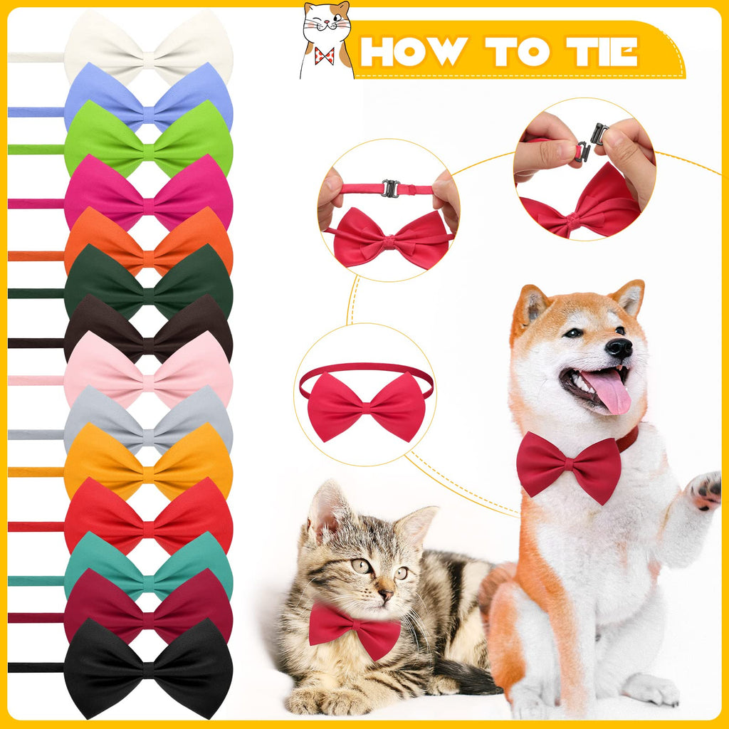 120 Pcs Dog Bow Ties with Adjustable Collar J1633