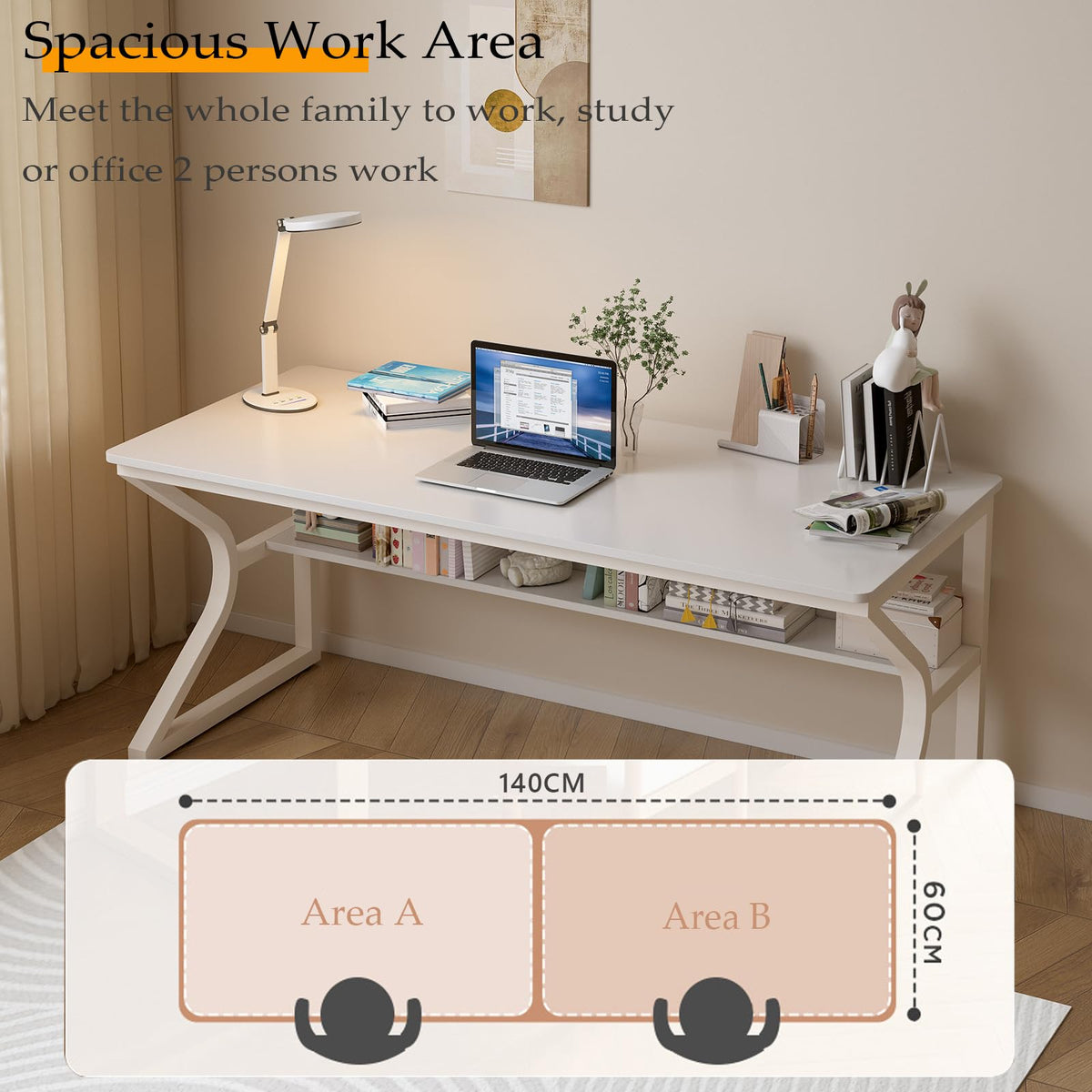 55-Inch Extra Long Desk with Storage Shelf A238011