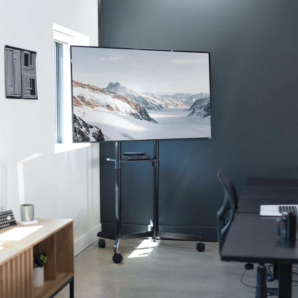 Black Mobile TV Cart for 32 to 88 inch Screens U8257