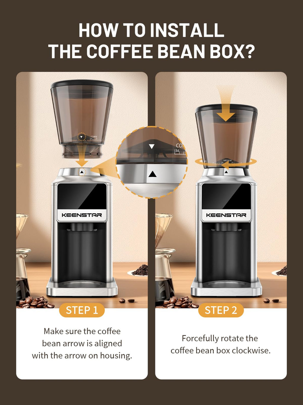 Conical Burr Coffee Grinder with Touch Screen 34 Grind C596052
