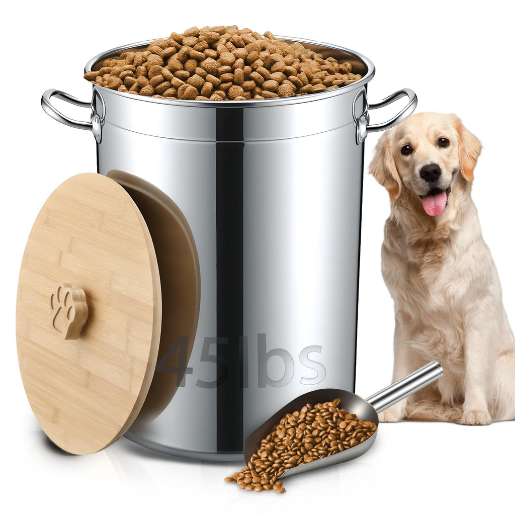 45 Lbs Stainless Steel Airtight Dog Food Storage Container I865