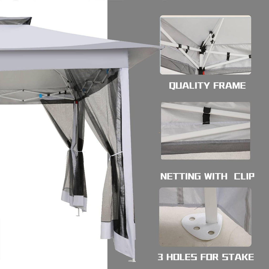 12x12 Pop Up Waterproof Outdoor Canopy with Mosquito Nettings and Carry Bag B821615