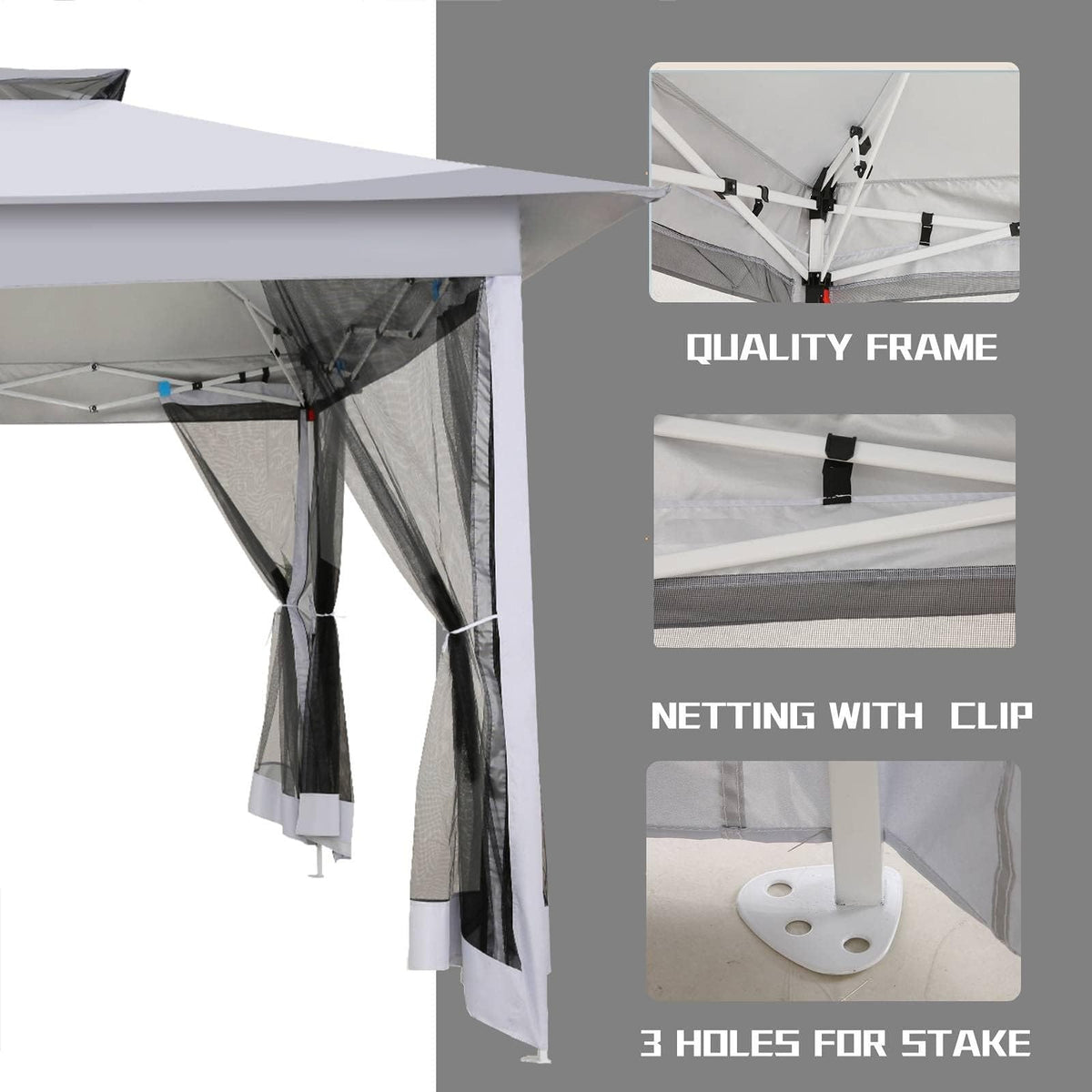 12x12 Pop Up Waterproof Outdoor Canopy with Mosquito Nettings and Carry Bag B821615