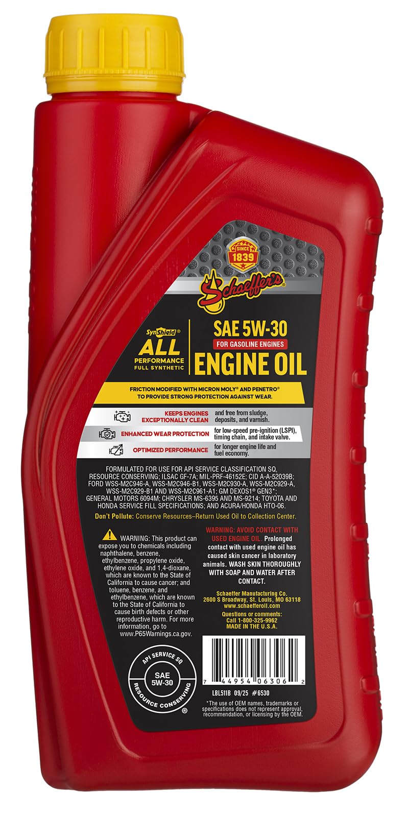 Full Synthetic 5W-30 Gasoline Engine Oil 1-quart bottle L2097
