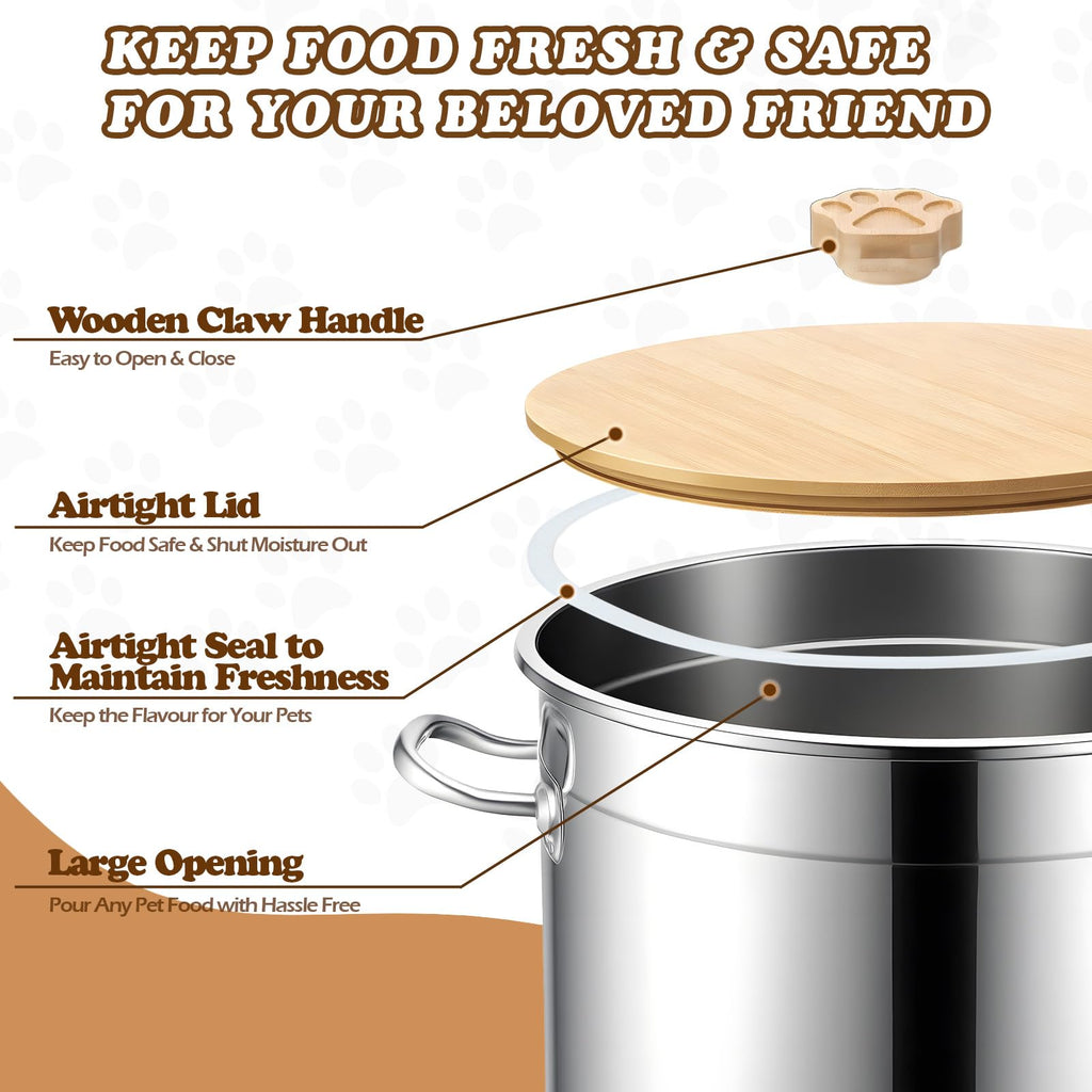 45 Lbs Stainless Steel Airtight Dog Food Storage Container I865