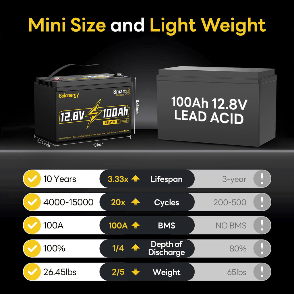12V 100Ah LiFePO4 Lithium Battery Group 31 with 100A BMS Y744