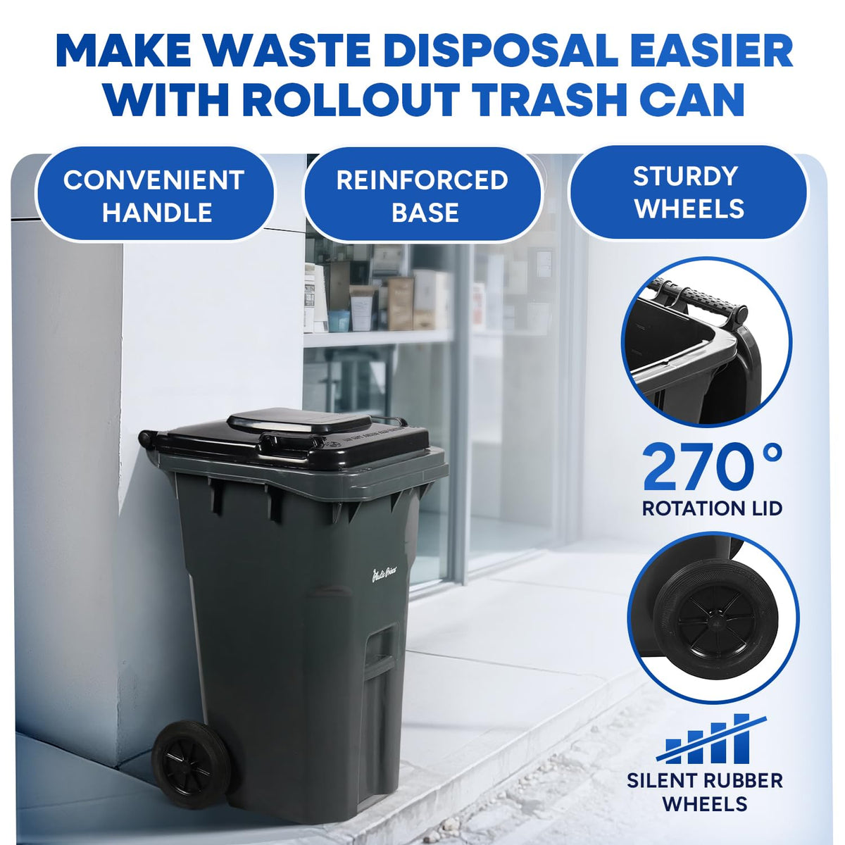 27 Gallon Wheeled Plastic Trash Can with Lid J113