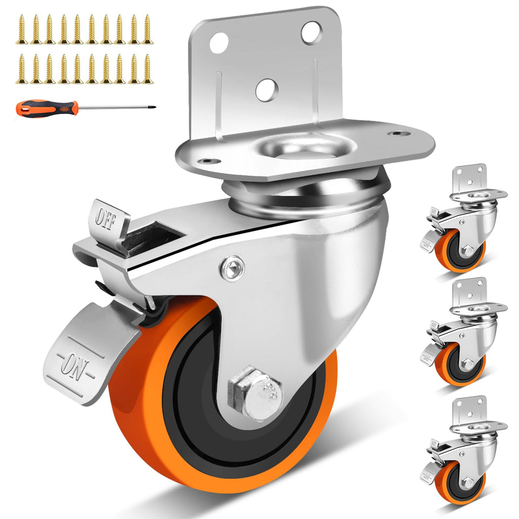 3 Inch Side Mount Casters Set of 4 with Brakes T5685