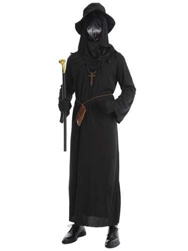 Plague Doctor Costume Set 8 in 1 Halloween Costumes Plague Doctor Mask Outfit C451