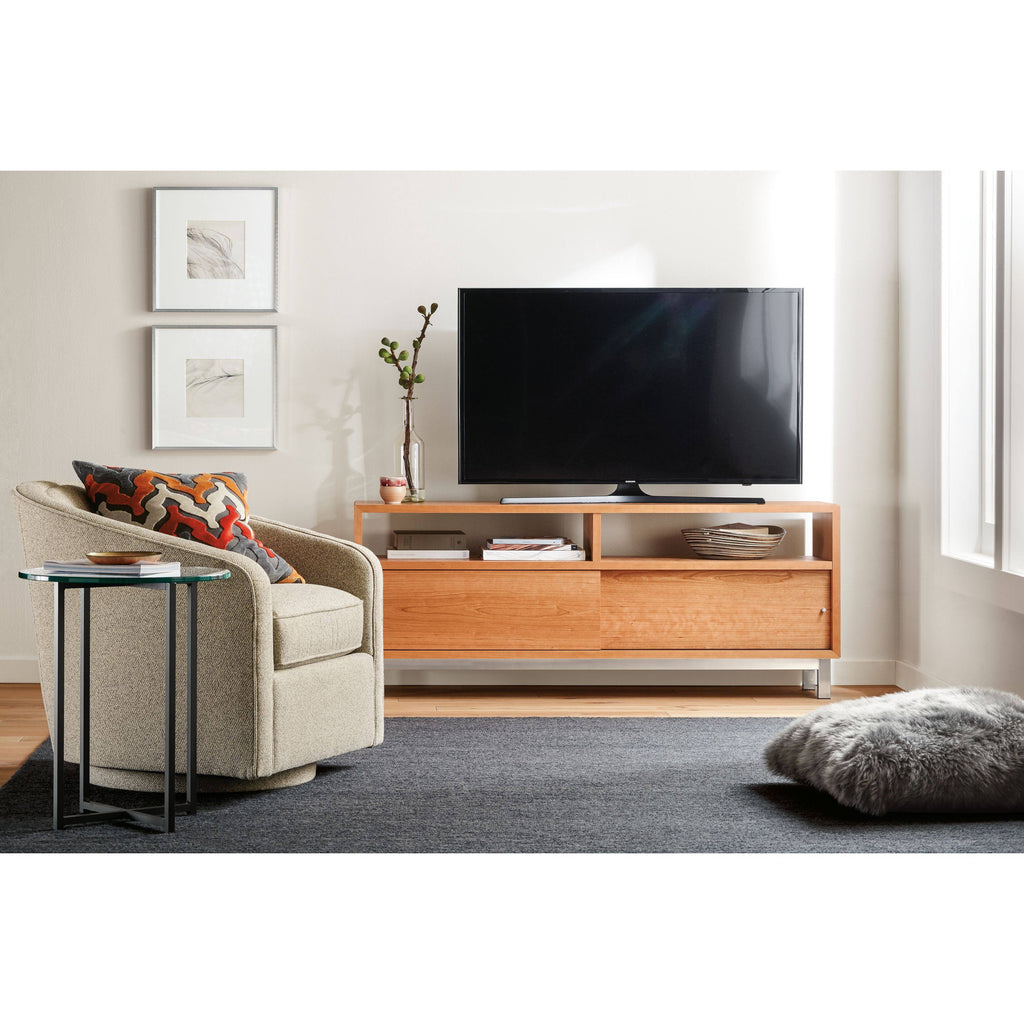 Round End Table with Smoke Tempered Glass Top V304
