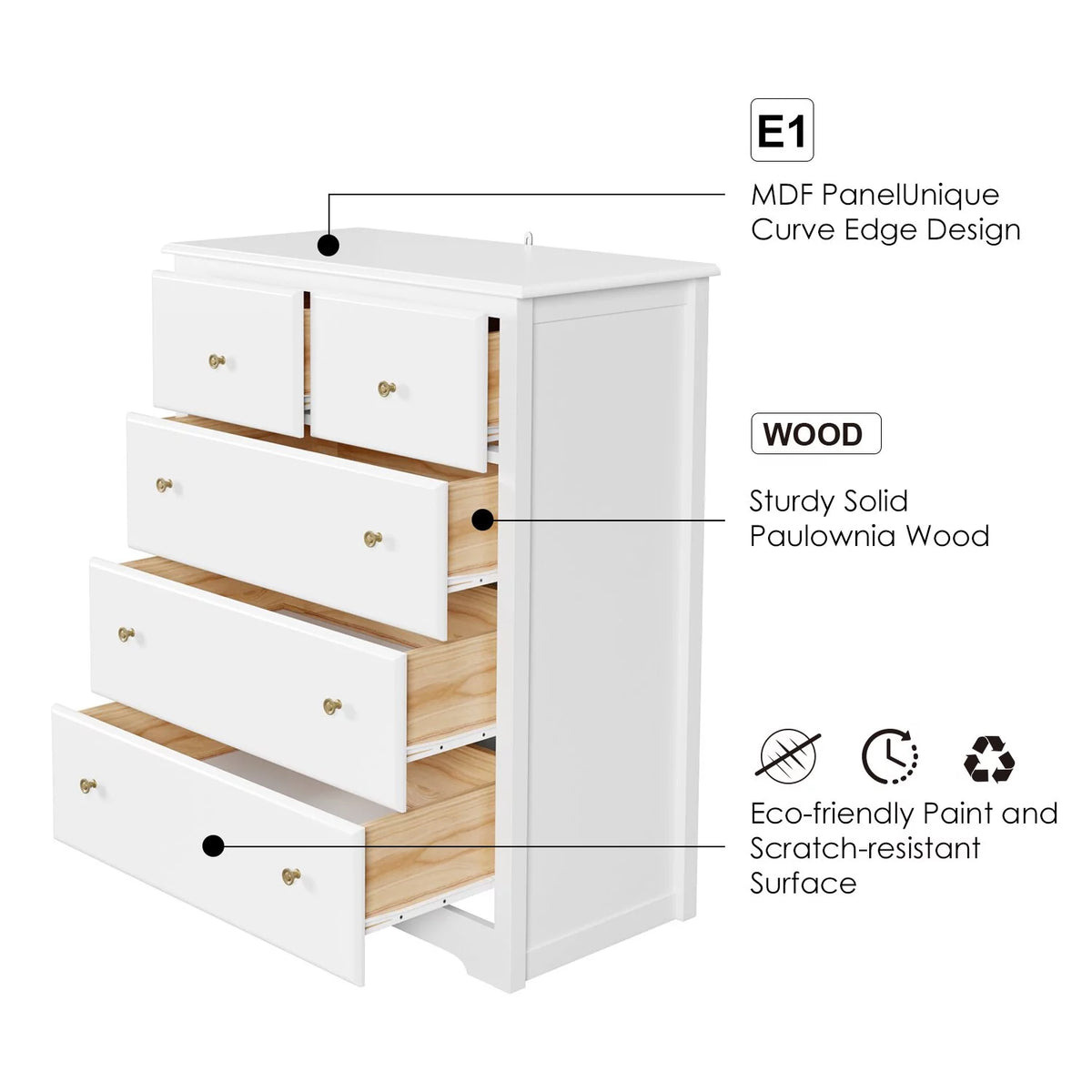 White 5 Drawer Dresser O18920