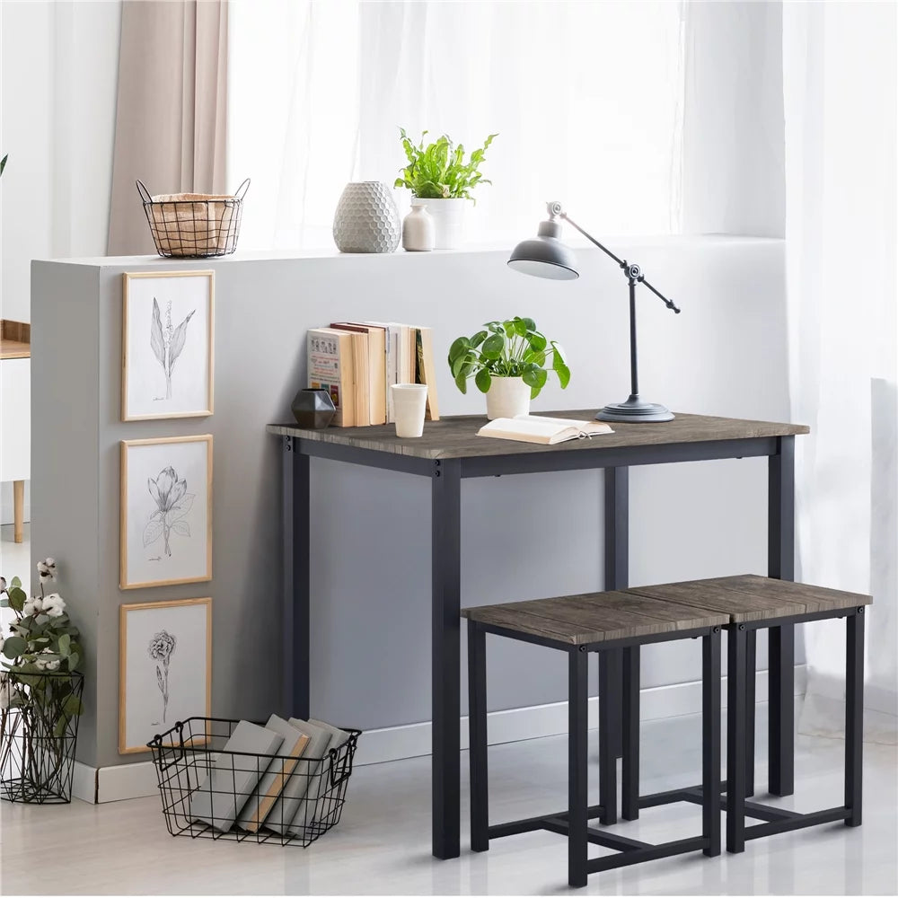 3-Piece Dining Table Set with 2 Stools P44370