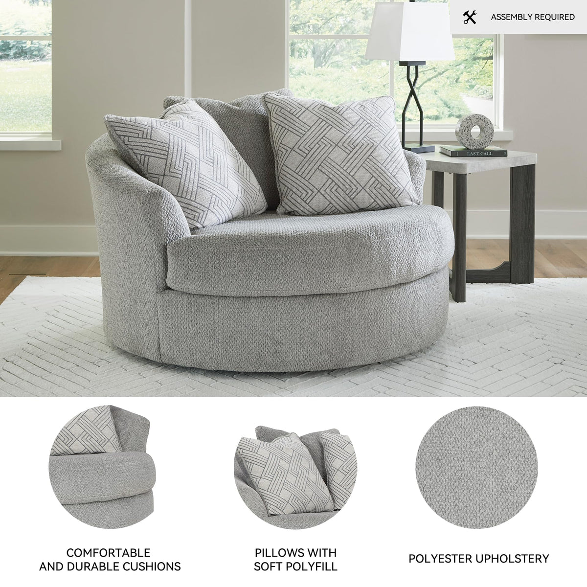 Round Velvet Oversized Swivel Accent Chair A4097