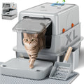 XL Stainless Steel Enclosed Litter Box with Lid H45476