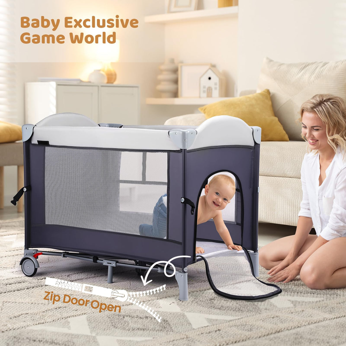 5-in-1 Portable Baby Bassinet with Changing Table and Carry Bag Z23171