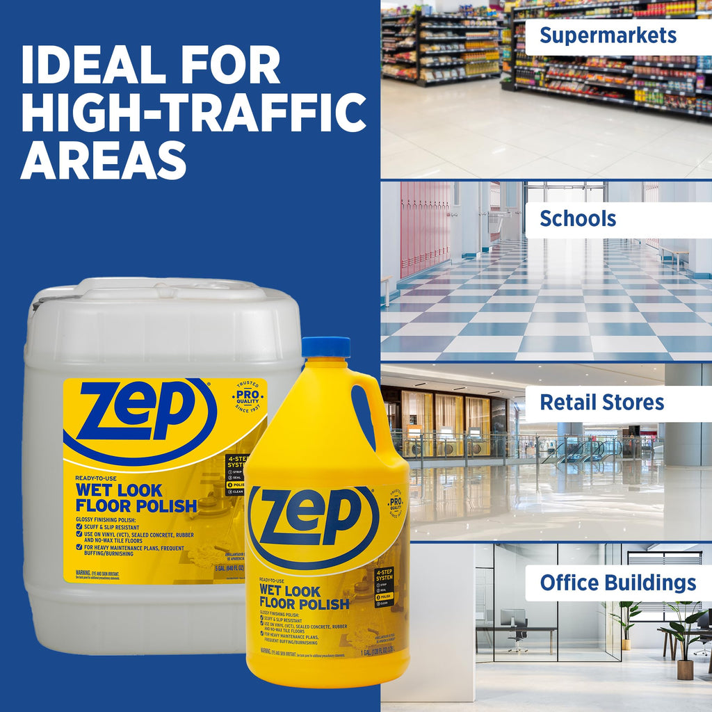 Wet-Look Floor Polish, 4-1 Gallon Bottles J3550