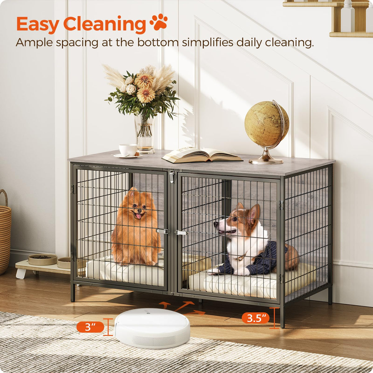 Greige Dog Crate Furniture V25462