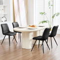 Black Dining Chairs Set of 4 PU Leather Metal Legs T221760