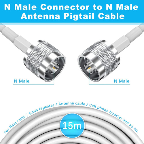 100 ft Low-Loss Coaxial Extension Cable, N Male to N Male, 50 Ohm, 5D-FB Pure Copper S464
