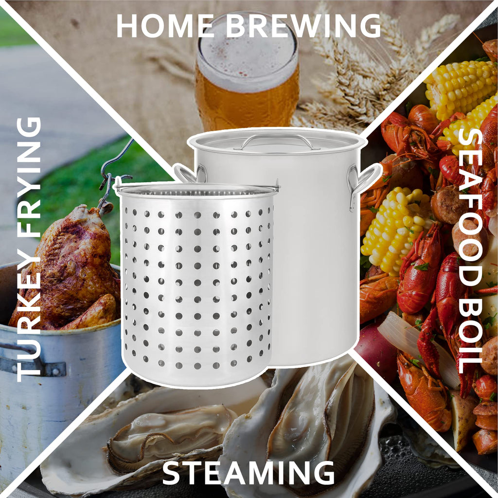 42 QT Stainless Steel Stock Pot with Basket D819