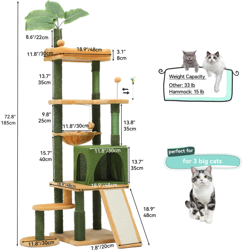 Tall Cat Tree Tower with Leaves Q145970