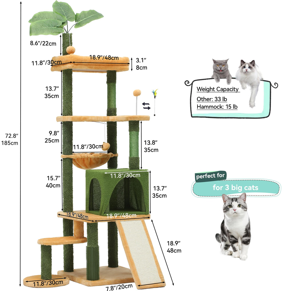 Tall Cat Tree Tower with Leaves Q145970