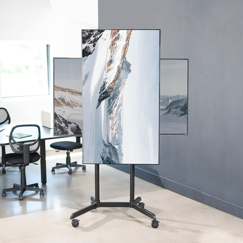 Black Mobile TV Cart for 32 to 88 inch Screens U8257