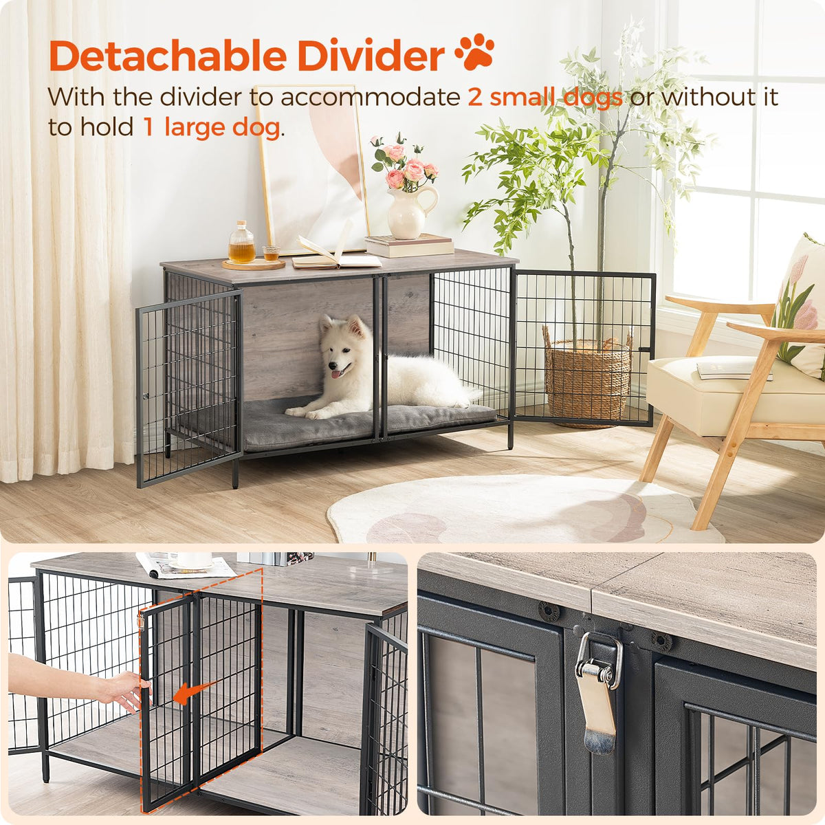 Greige Dog Crate Furniture V25462