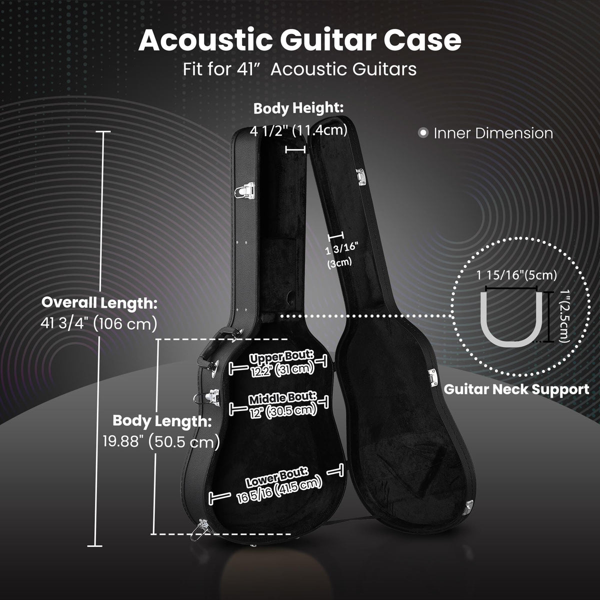 Dreadnought 41 Inch Wooden Hardshell Guitar Case P28724