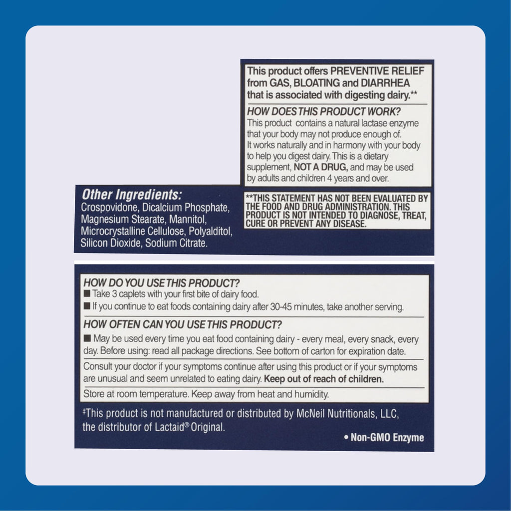 Lactase Enzyme Supplement 60 Caplets 2 Pack S424