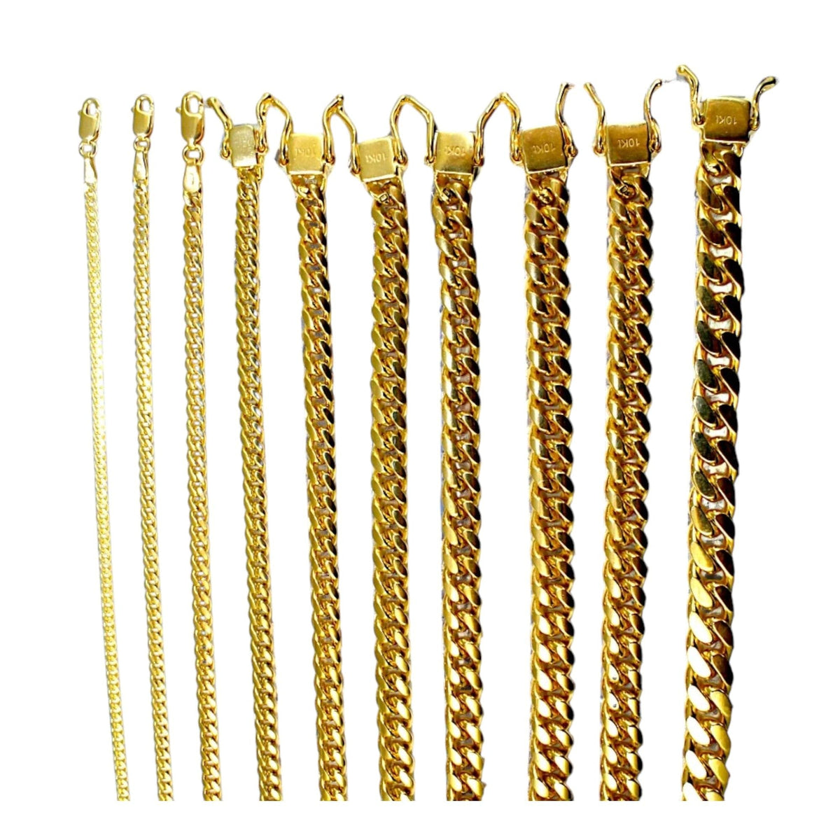 10K Yellow Gold Solid Miami Cuban Link Chain V49992