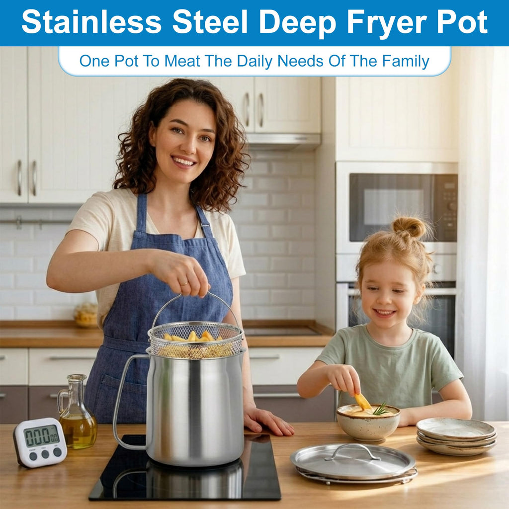 68oz Stainless Steel Oil Filter Pot with Fryer Basket E966