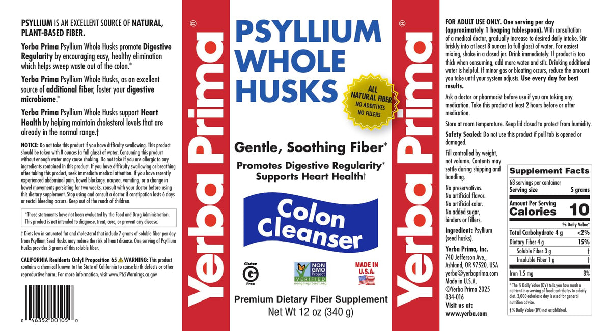 Psyllium Whole Husks Colon Cleanser 12 Ounce Pack Of 3 H880316