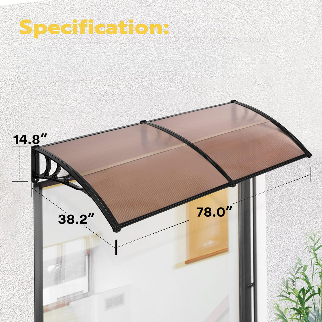 Polycarbonate Window Door Awning Brown 38 Inch x 78 Inch X74921
