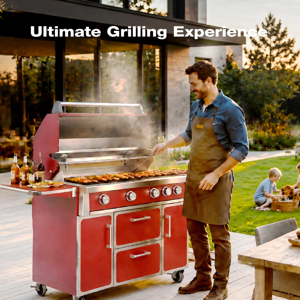 49" 5-Burner Red Propane Gas BBQ Grill Z958