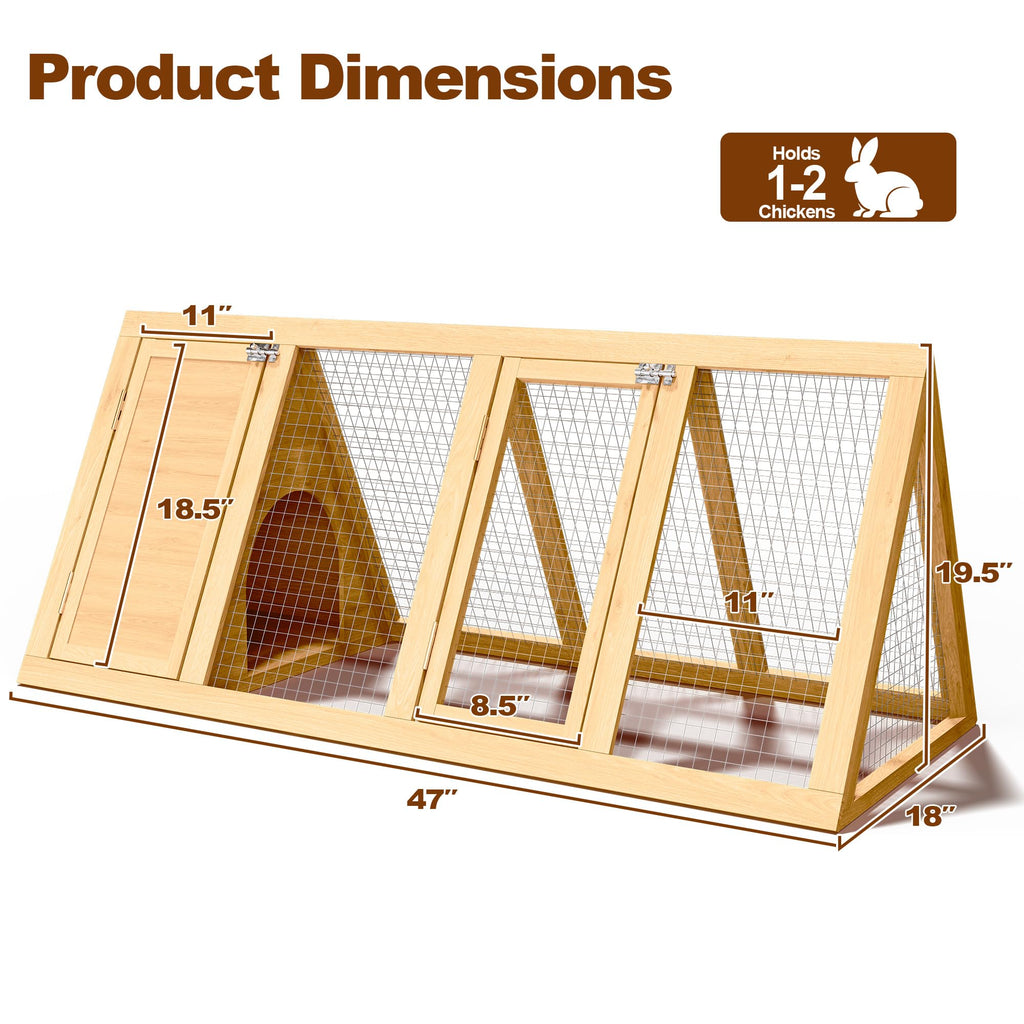 A-Frame Wooden Rabbit Hutch with Run S478150