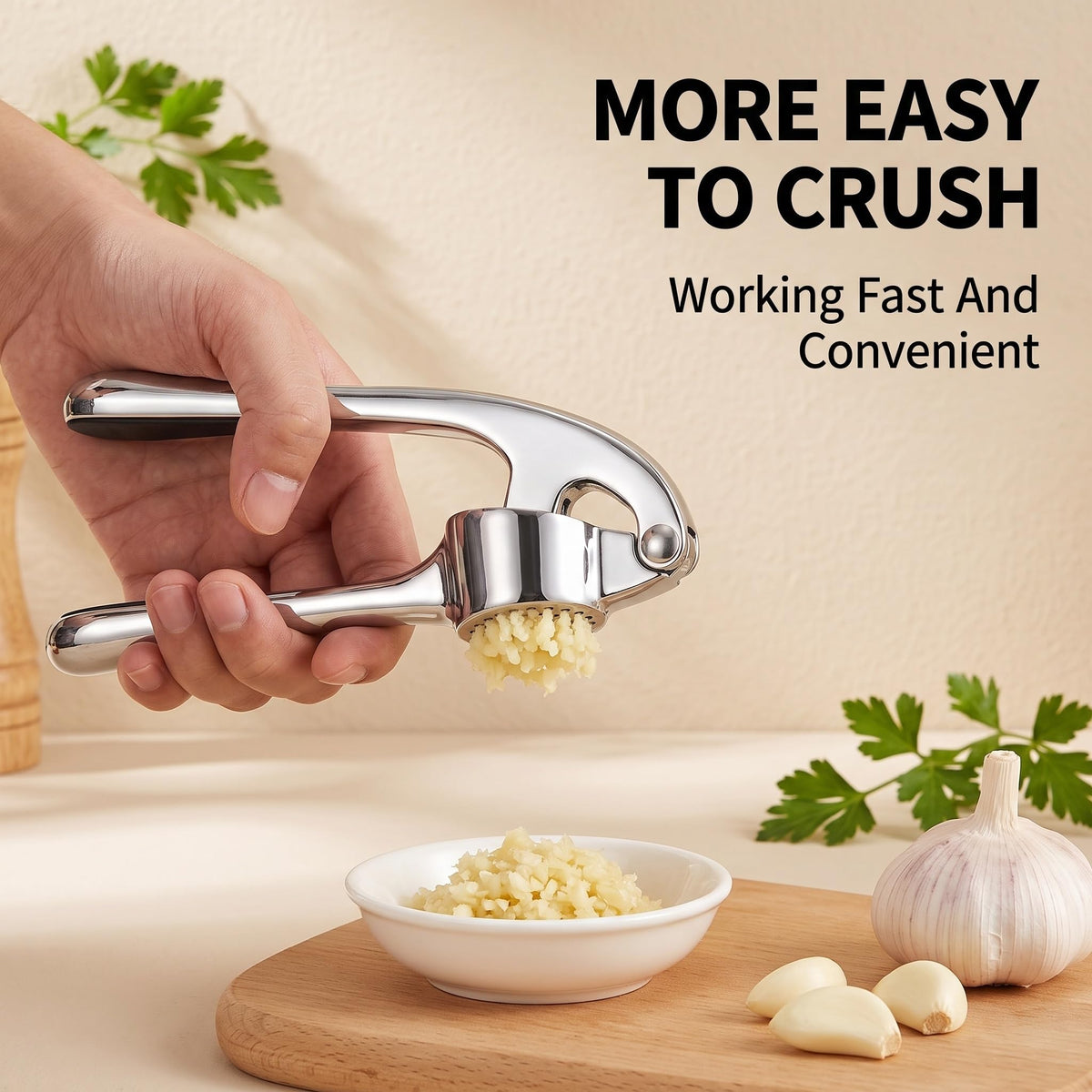 Stainless Steel 2 in 1 Garlic Press and Herb Scissors Y586