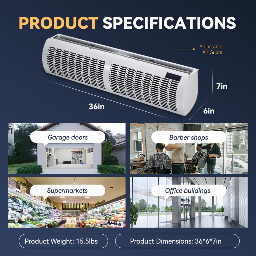 36'' Air Curtain with Remote Control 110V Q58471