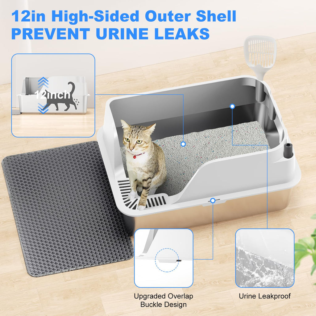XL Non-Stick Stainless Steel Litter Box K2063