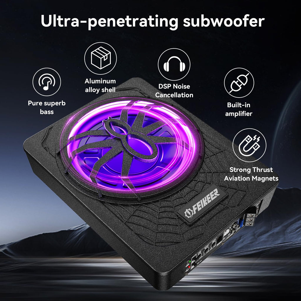 10" 1200W UnderSeat Subwoofer and Amp Package Q580