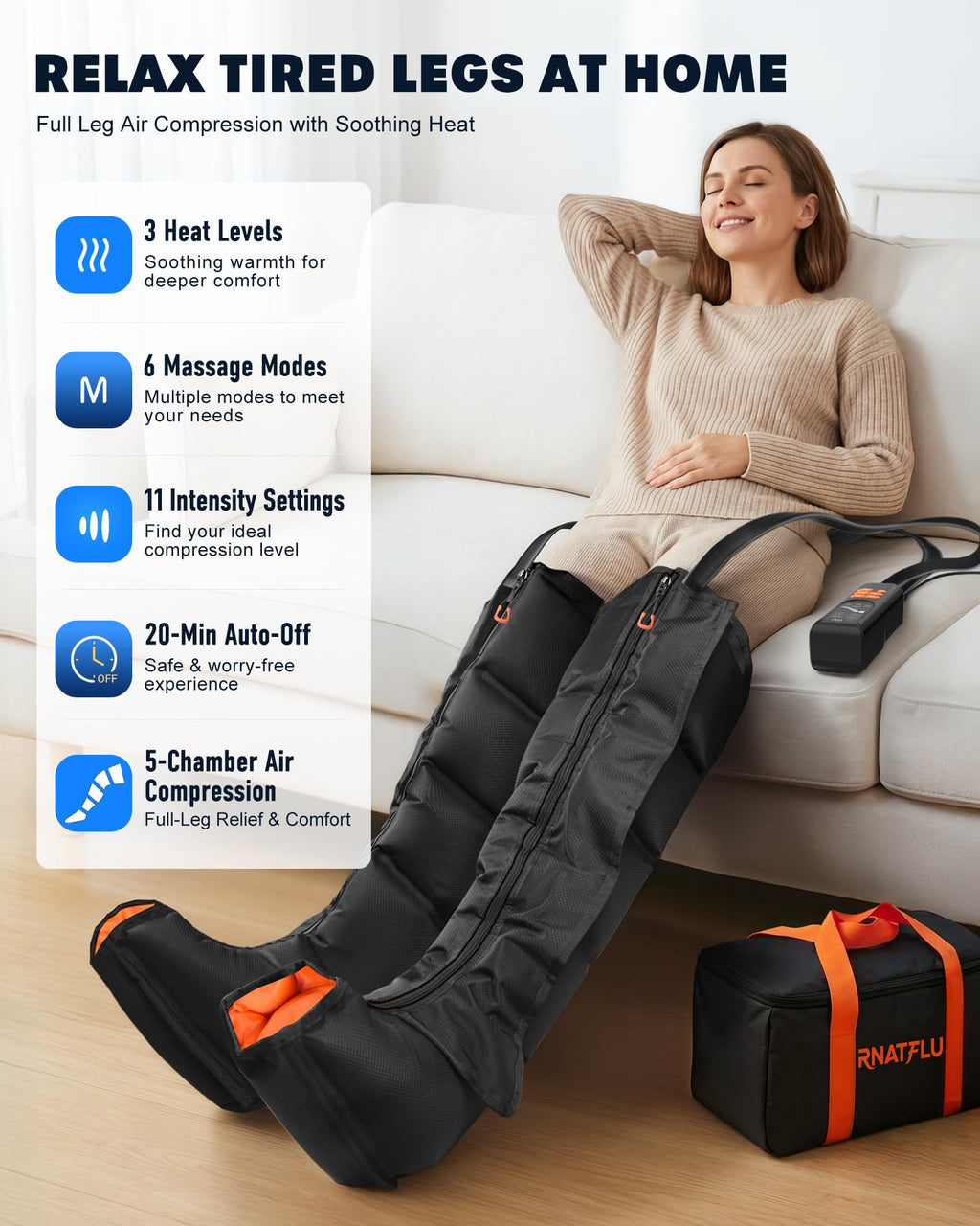Air Compression Leg Massager with Heat W340