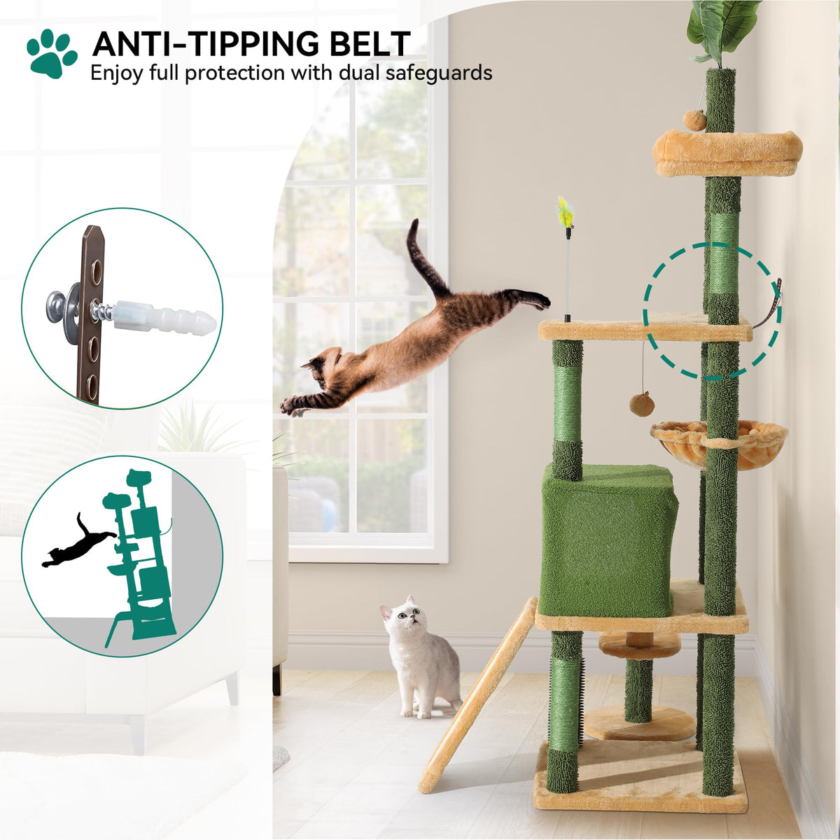 Tall Cat Tree Tower with Leaves Q145970