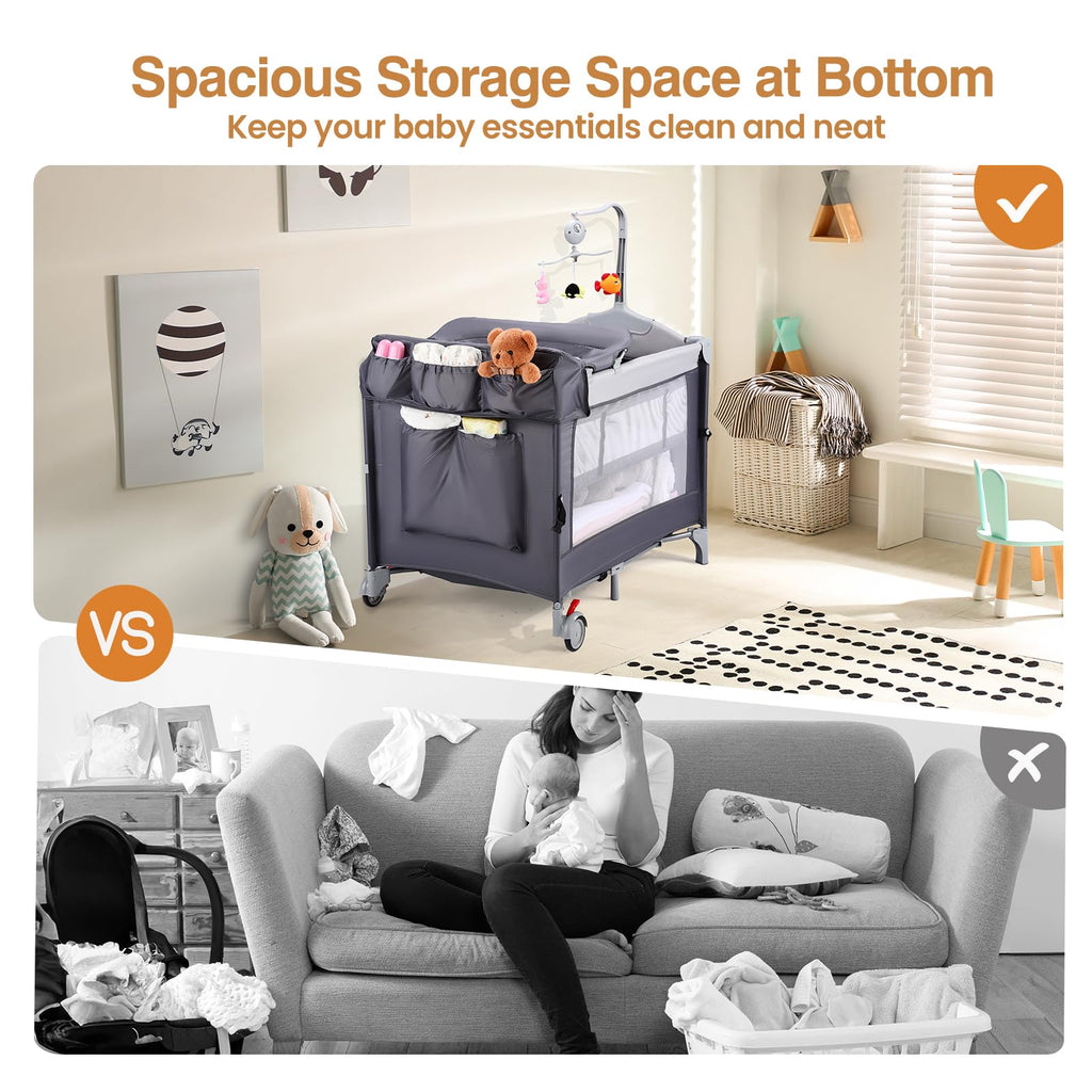 5-in-1 Portable Baby Bassinet with Changing Table and Carry Bag Z23171