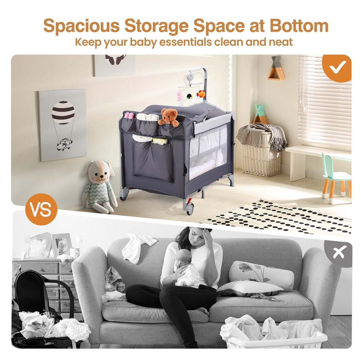 5-in-1 Portable Baby Bassinet with Changing Table and Carry Bag Z23171