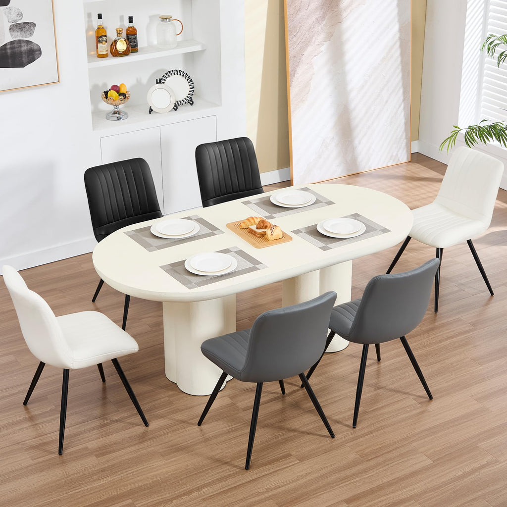 Black Dining Chairs Set of 4 PU Leather Metal Legs T221760