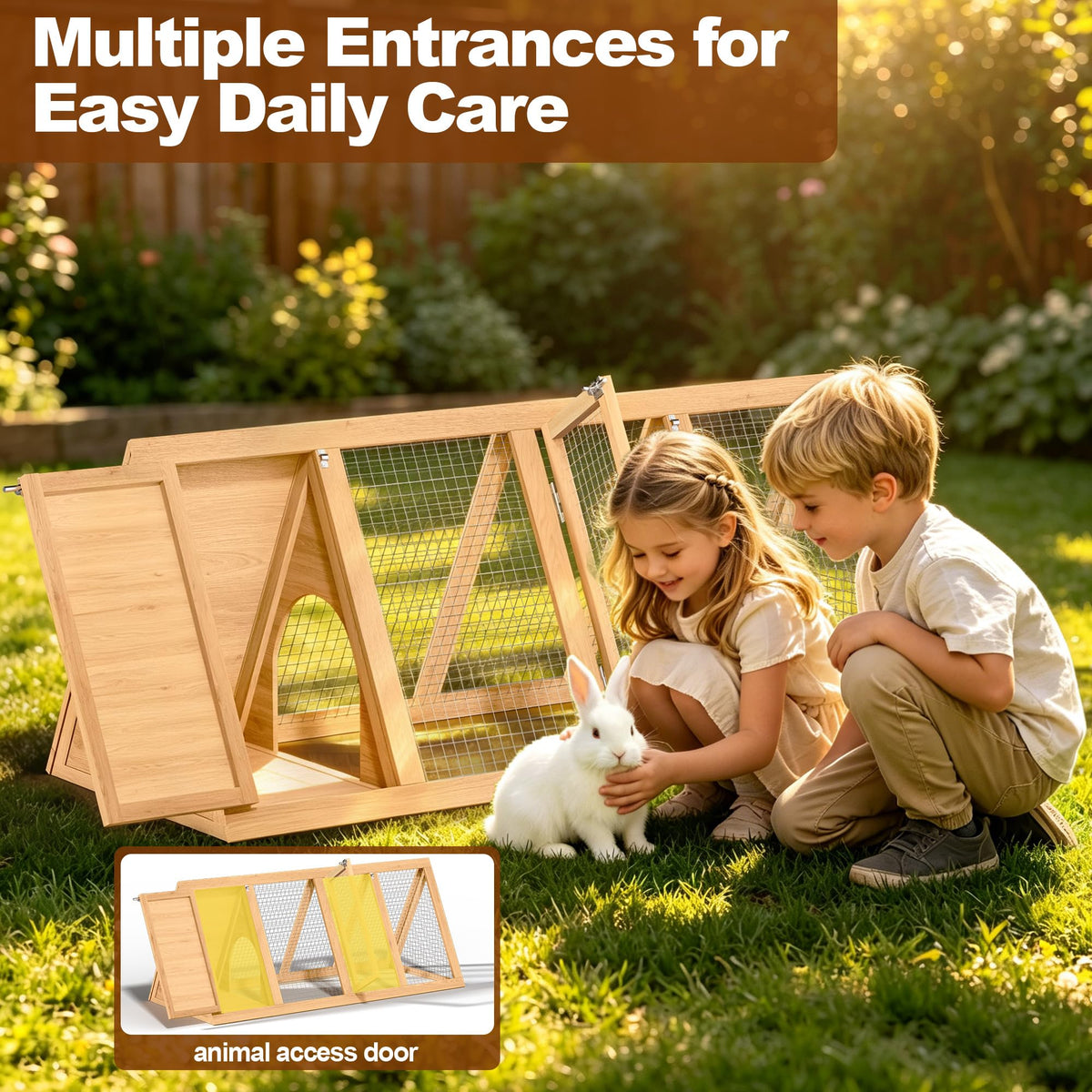 A-Frame Wooden Rabbit Hutch with Run S478150